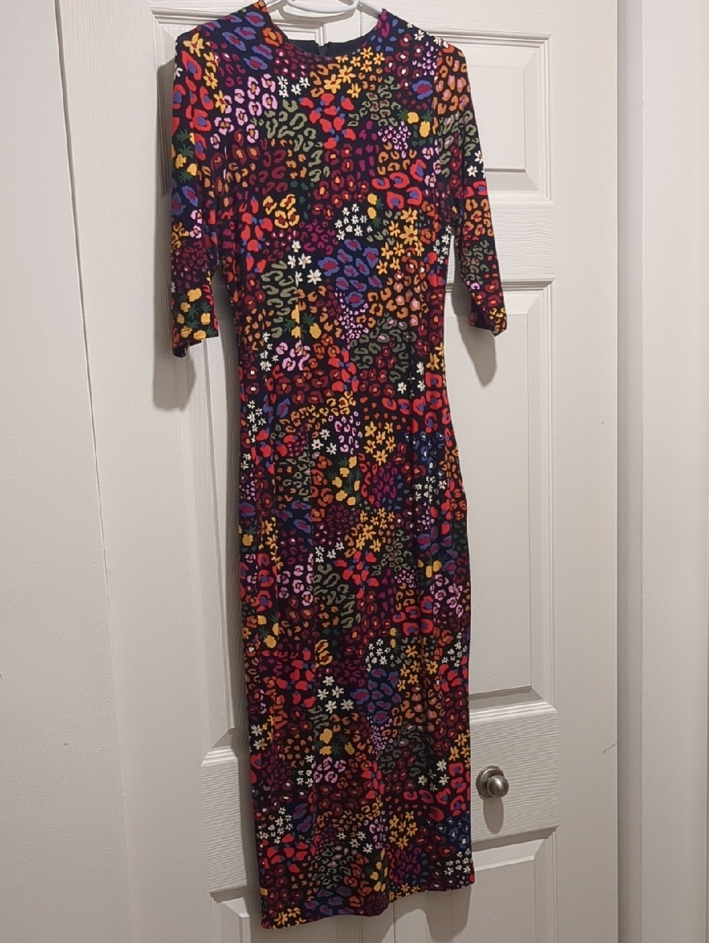 Multicolor Floral & Leopard Midi Dress - Women's